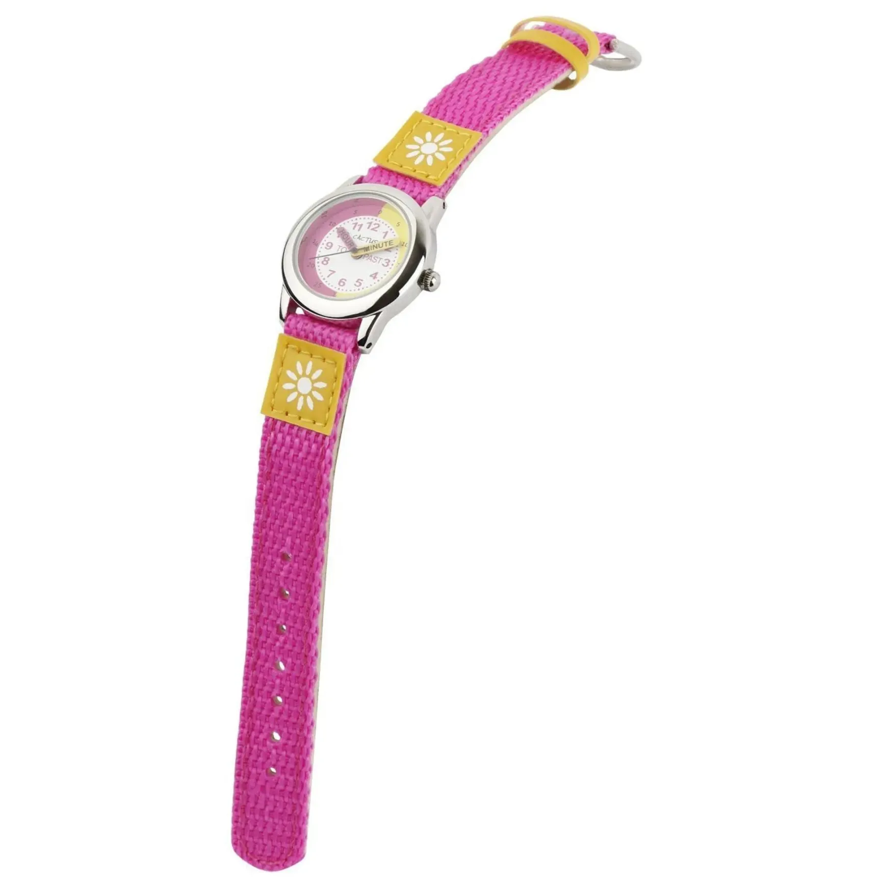 Cactus - Time Teacher - Girls Kids Watch - Pink / Yellow with Flowers