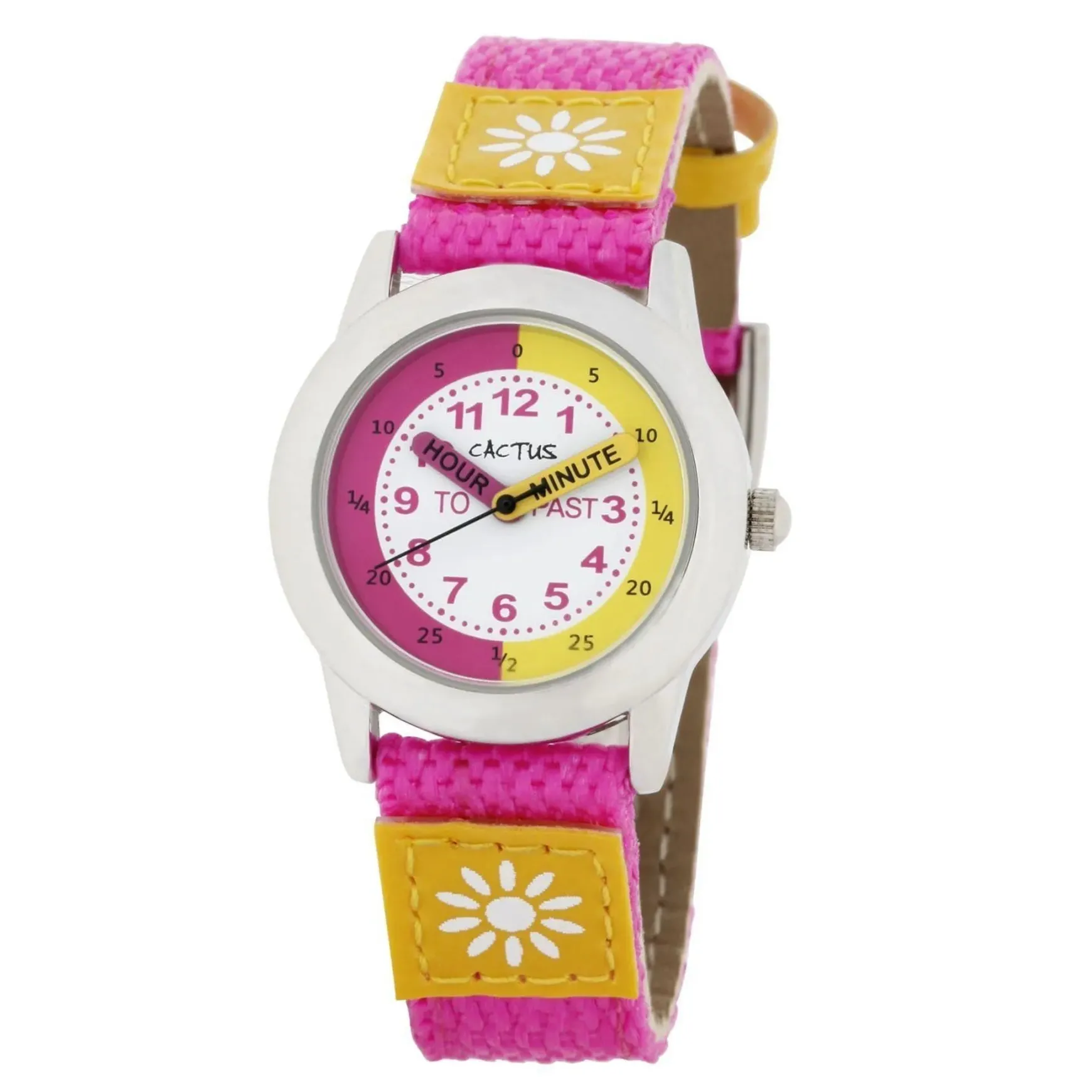Cactus - Time Teacher - Girls Kids Watch - Pink / Yellow with Flowers
