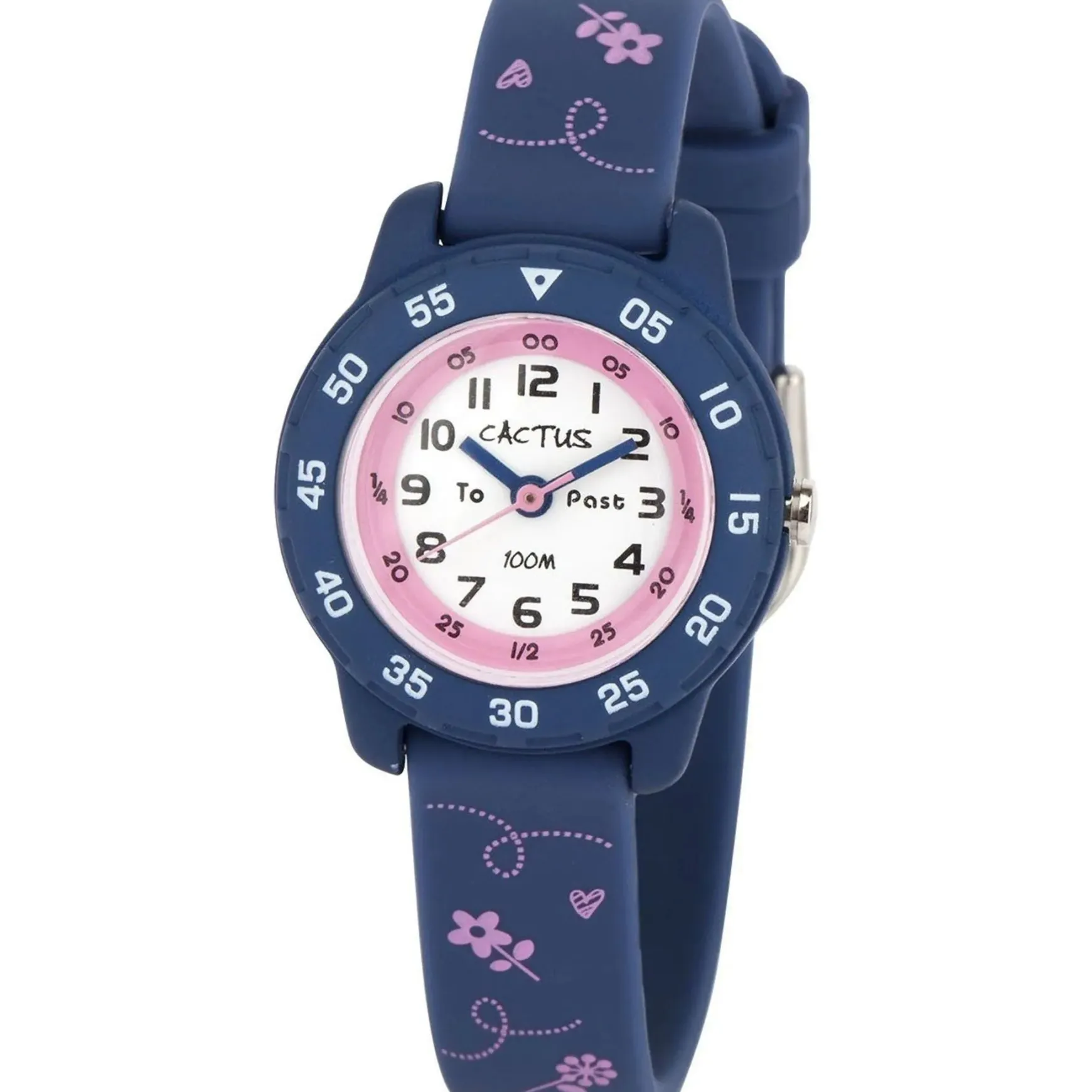 Cactus Watches | Junior | Time Teacher | Blue / Pink flowers