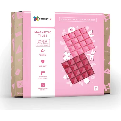Connetix 2 Piece Base Plate Pink u0026 Berry Pack Pastel