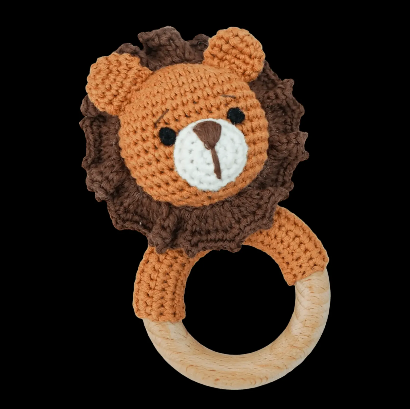 Crochet Ring Rattle - Roary Lion
