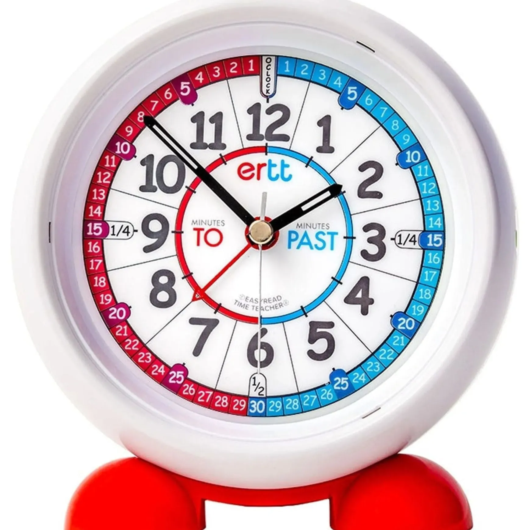 Easy Read Time Teacher Alarm Clock - Blue and Red