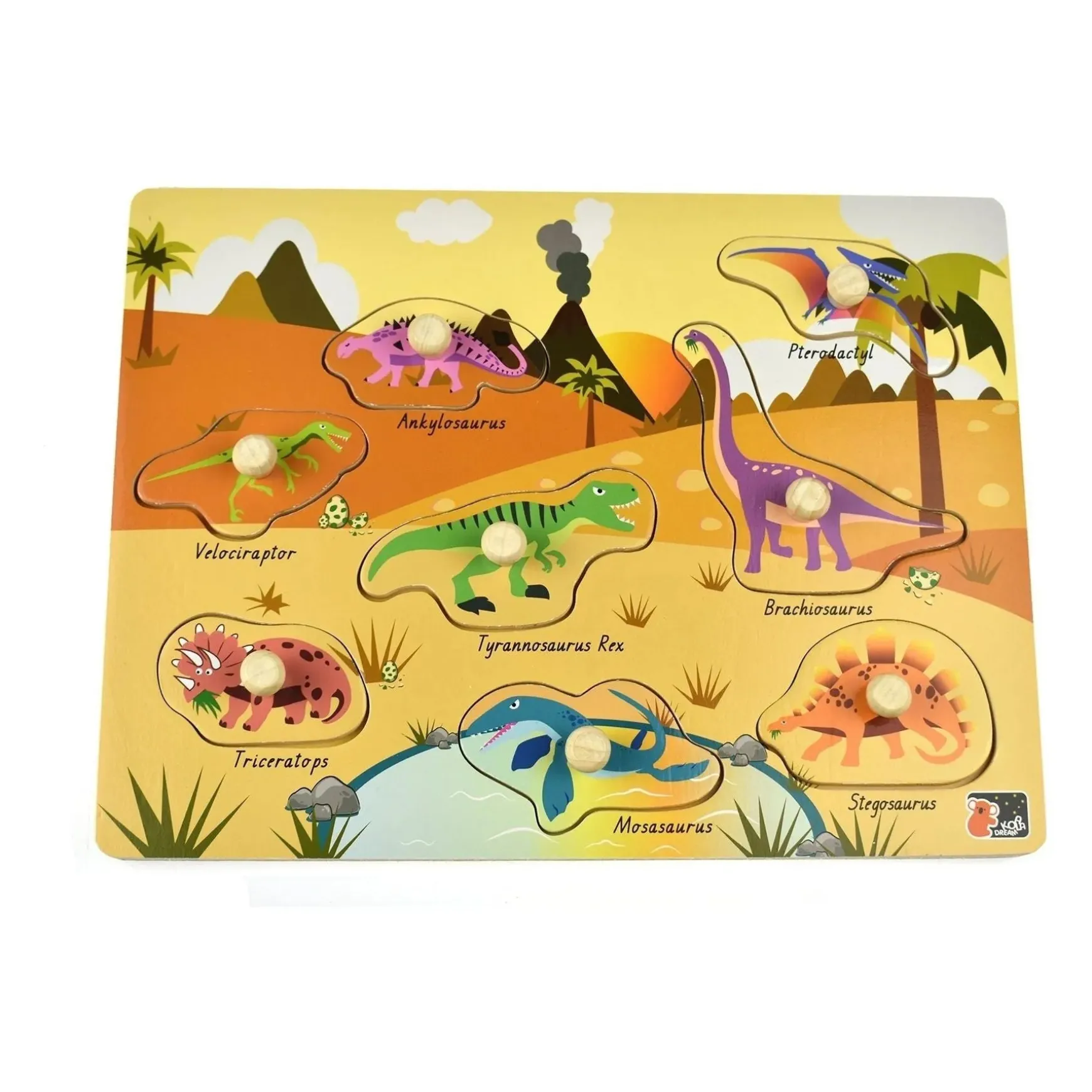 2 in 1 Peg Puzzle - Dinosaurs