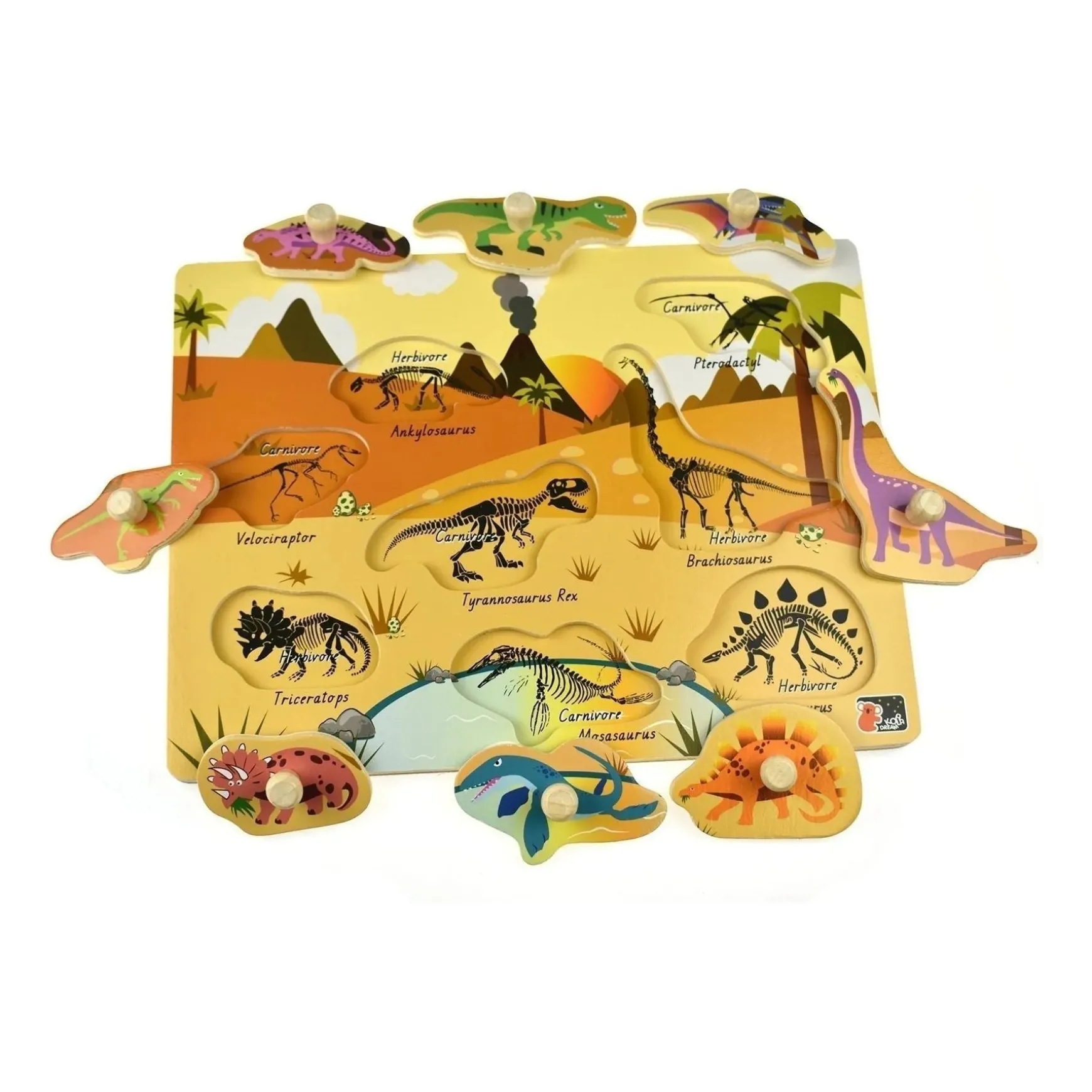 2 in 1 Peg Puzzle - Dinosaurs