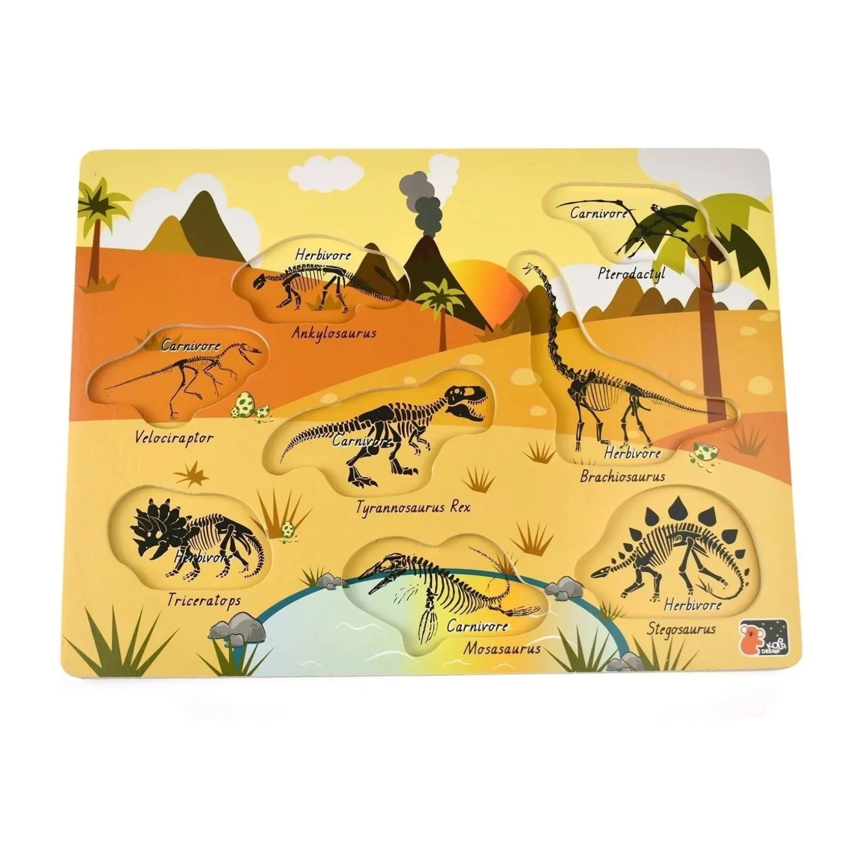 2 in 1 Peg Puzzle - Dinosaurs