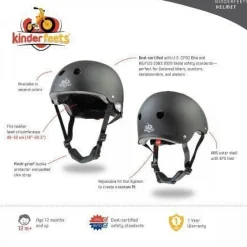 Kinderfeets Toddler Bike Helmet Matte Black