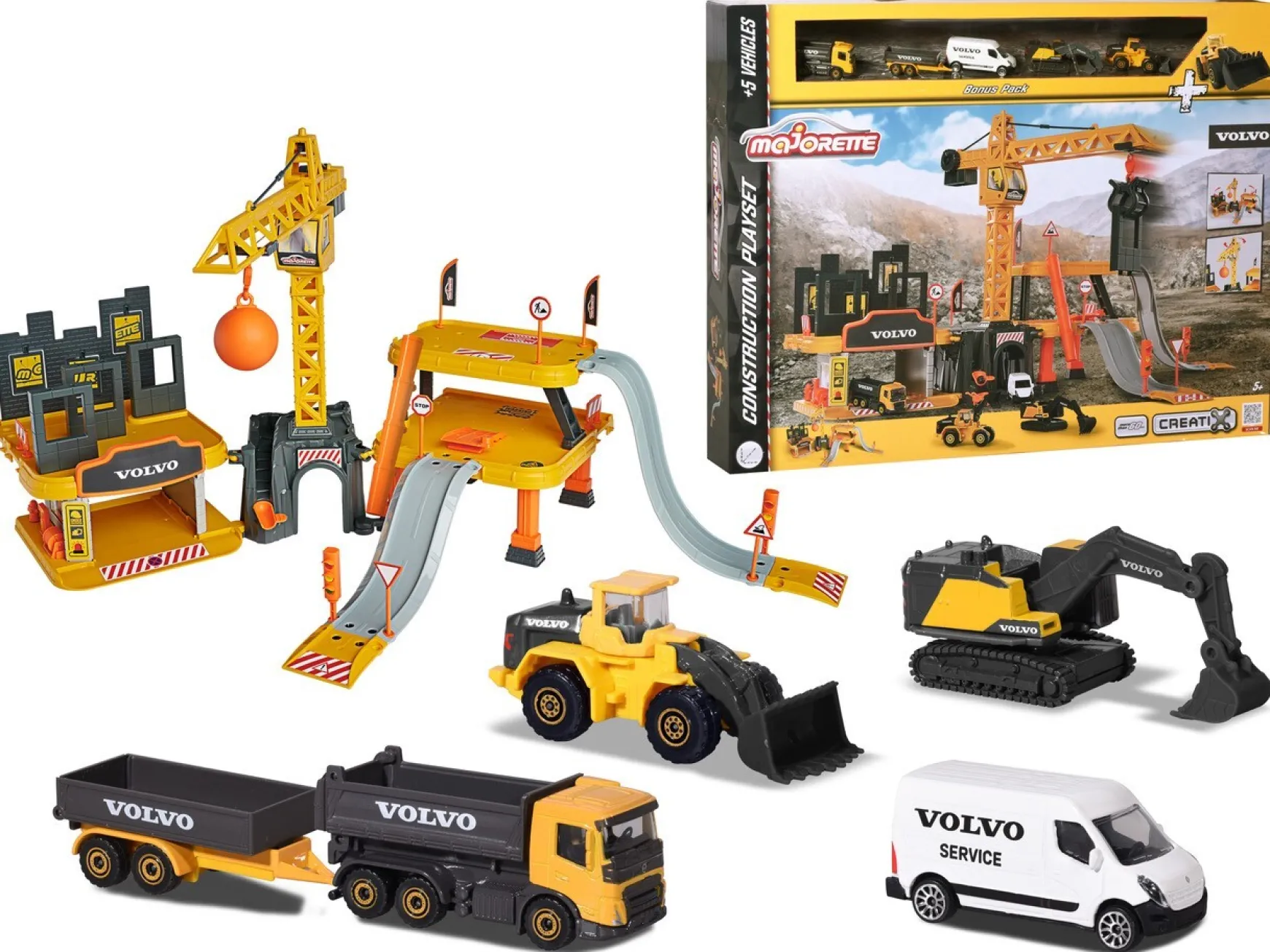 Majorette | Creatix Volvo Construction u0026 5 Vehicles Set
