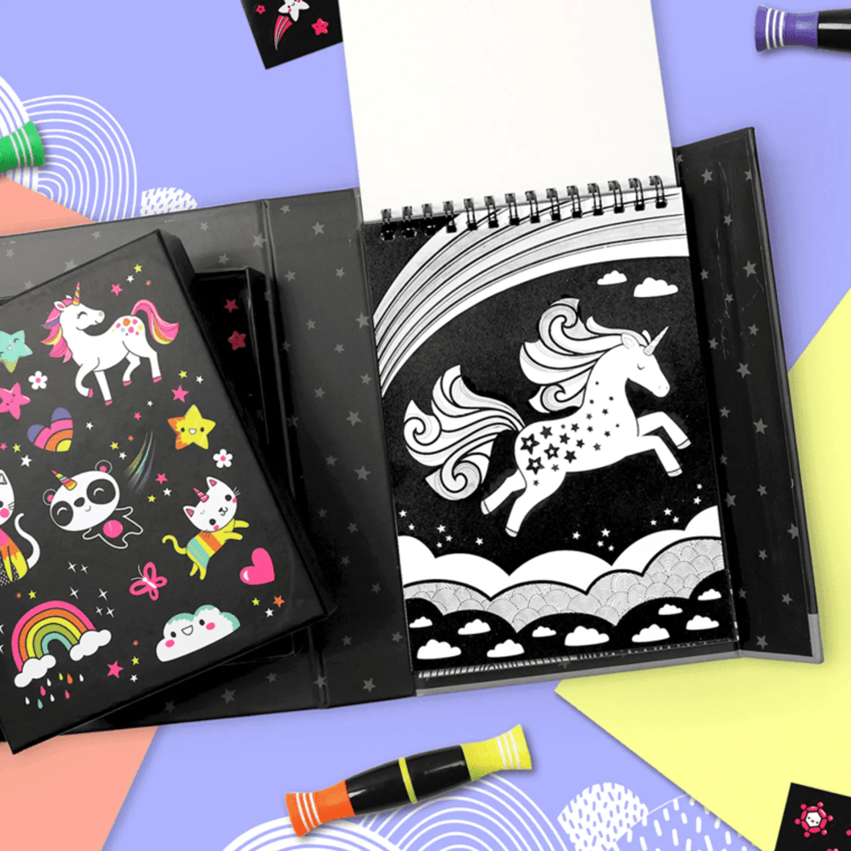 Neon Colouring Set - Unicorns and Friends