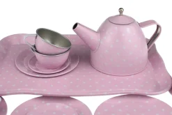 Pink Tin Tea Set In Suitcase 15 Piece