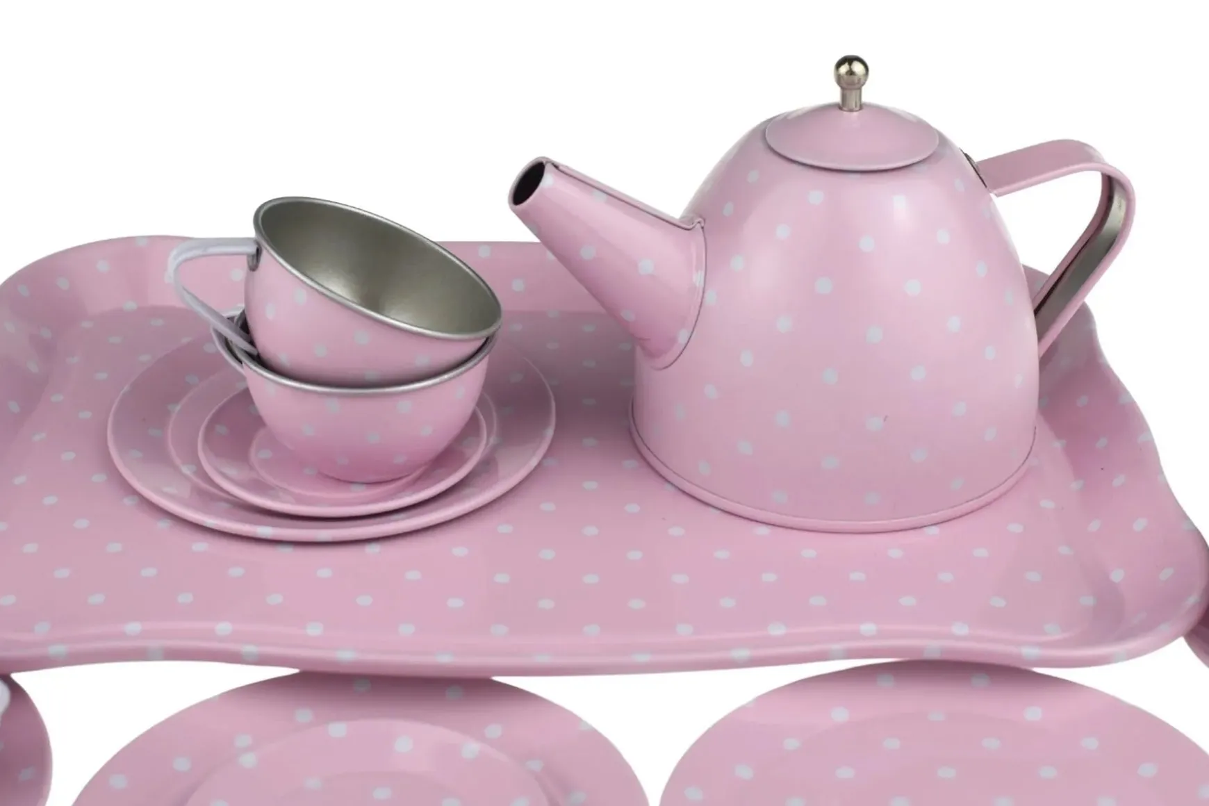 Pink Tin Tea Set In Suitcase 15 Piece