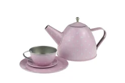 Pink Tin Tea Set In Suitcase 15 Piece