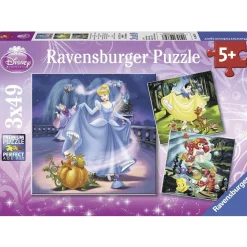 Ravensburger - Disney Snow White Cinderella Ariel 3x49pc