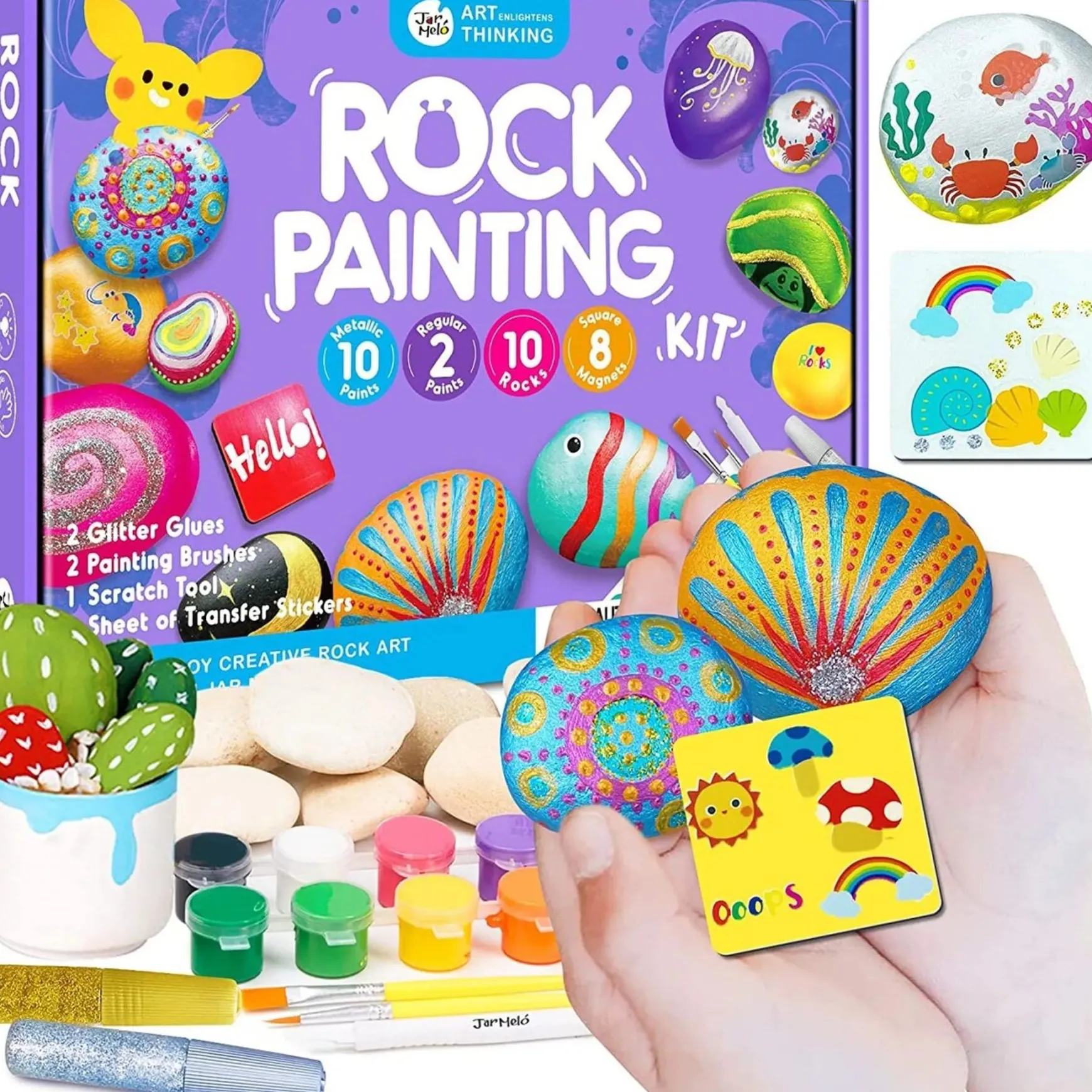 Rock Painting With Metallic Paints u0026 Glitter Glues Craft Kit