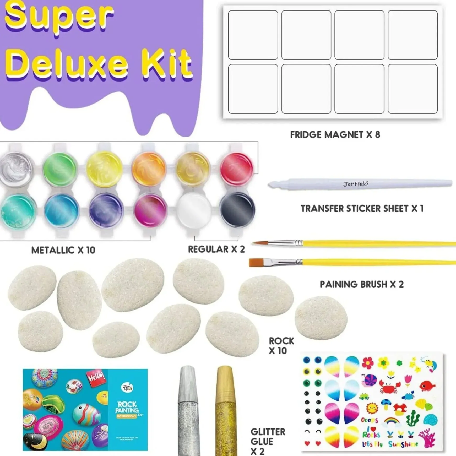 Rock Painting With Metallic Paints u0026 Glitter Glues Craft Kit