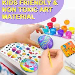 Rock Painting With Metallic Paints u0026 Glitter Glues Craft Kit