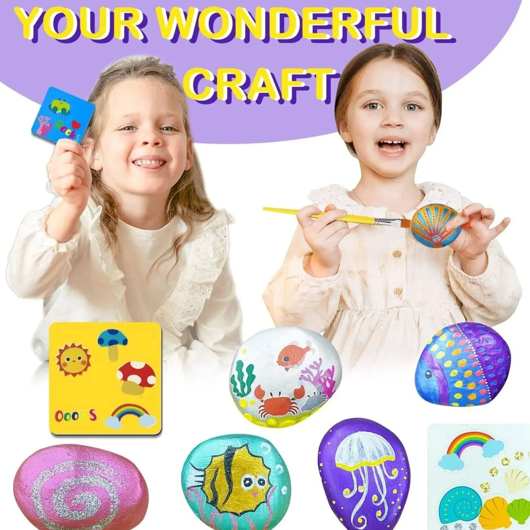 Rock Painting With Metallic Paints u0026 Glitter Glues Craft Kit