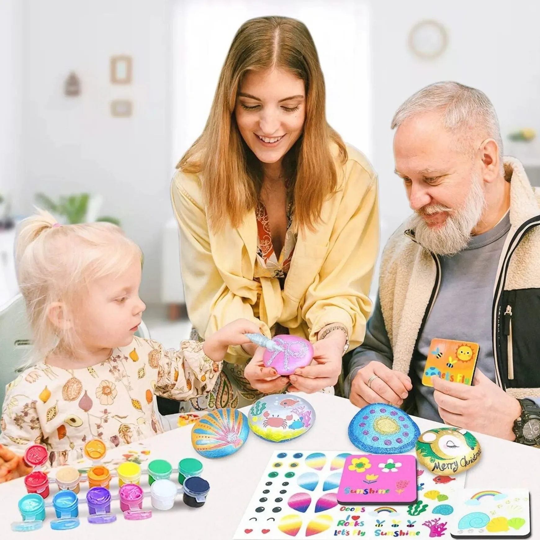 Rock Painting With Metallic Paints u0026 Glitter Glues Craft Kit