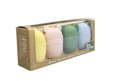 Silicone Brave Beasts Animal Pourers 4 Piece Set- Pastel