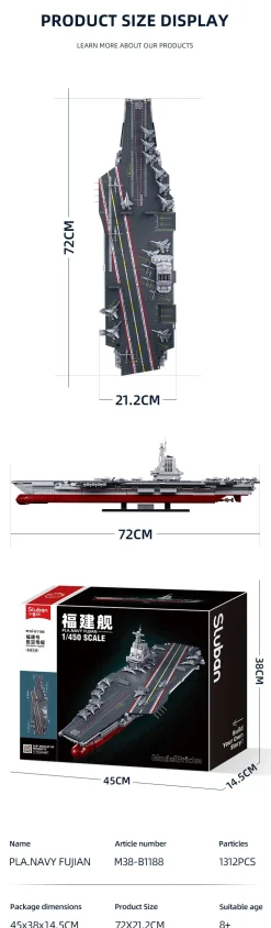 Sluban | Aircraft Carrier Fujian 1:450 Scale 1312Pcs