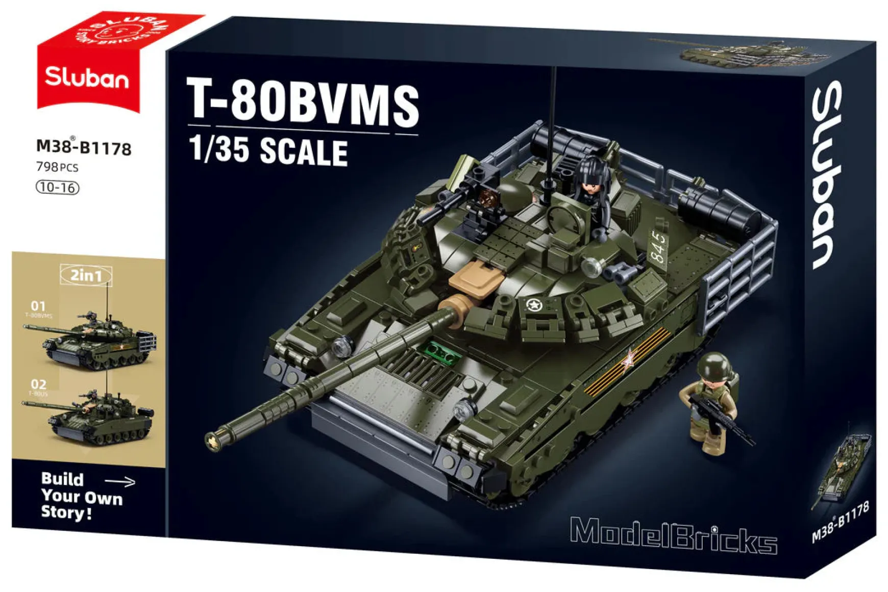 Sluban | T-80BVMS 1:35 Scale 519 Pcs