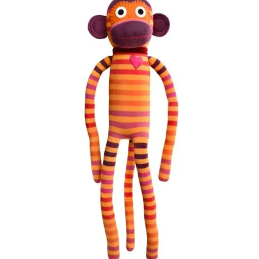 Sock Monkey - Jules Red and Orange Striped Monkey 70cm