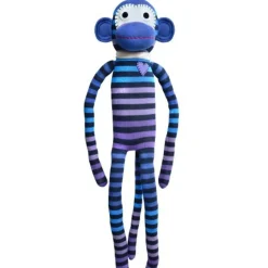 Sock Monkey - Skye Blue and Black Striped Monkey 70cm