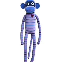 Sock Monkey - Stevie Purple and Blue Striped Monkey 70cm