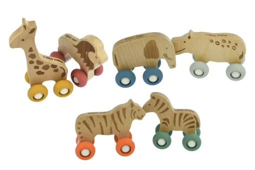Wildlife Wooden Animal With Silicone Wheels